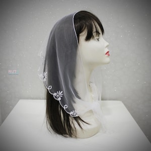 Tulle Sciarpa con splendida ricamo Chiesa testa che copre veli ortodossi velo cattolico Chiesa o Cappella velo mantilla sciarpa