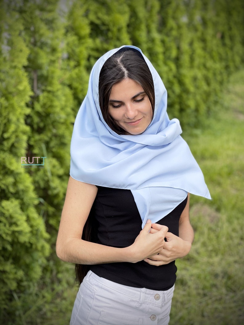 Mocho Soft Cotton Scarf Church head covering RUTTSHOP Catholic head wrap for mass Church or Chapel natural mantilla scarf more colors Soft blue