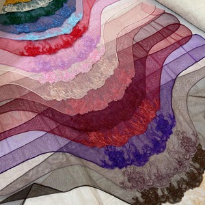 Grey Stretch tulle Headband Kerchief Church headwrap Embroidered chapel little mantilla any color RUTTSHOP image 5