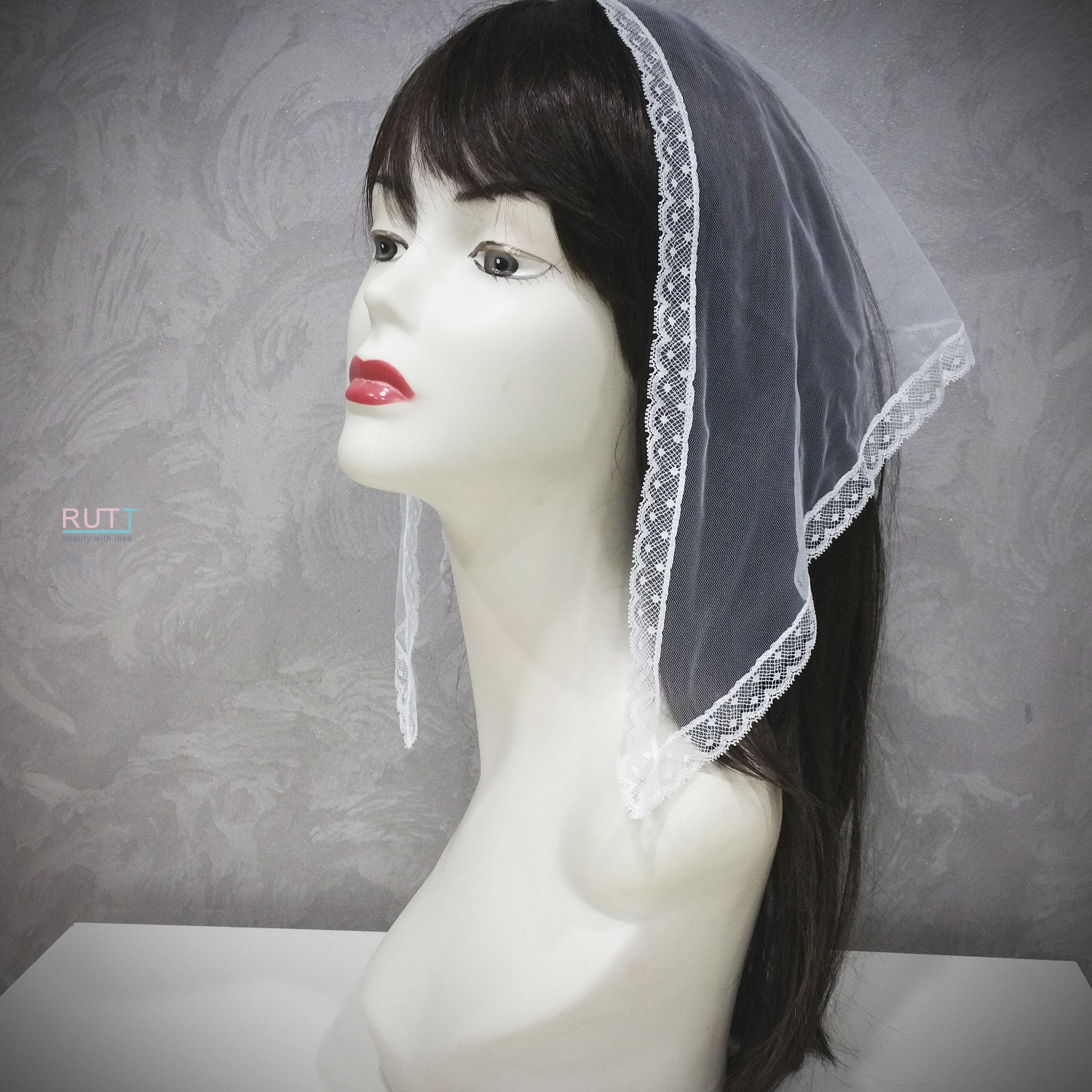 Set De Mantilla De Encaje Y Guantes Negros – Velo Católico Y Accesorios Para Novia O Halloween