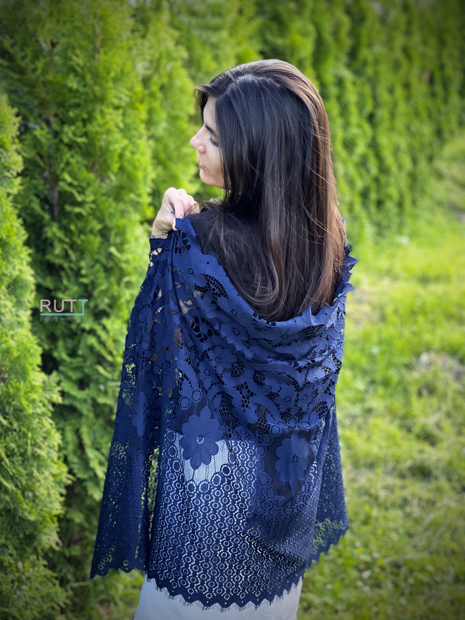 Navy blue/ Black/ Ivory Spanish Lace Shawl Mantilla Church Etsy