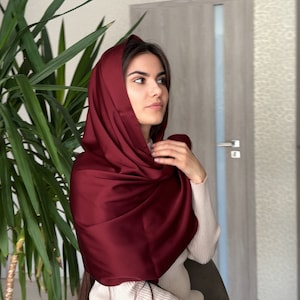 Silk Scarf head covering for veiled women Church soft head wrap Shawl veil Church or Chapel mantilla Large scarf More colours