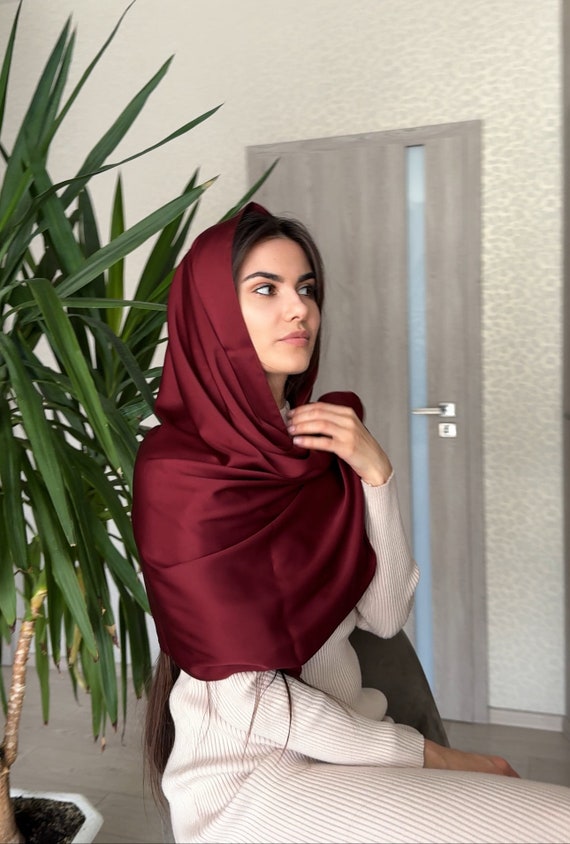 Foulard en soie pour femme voilée, foulard doux pour l'église