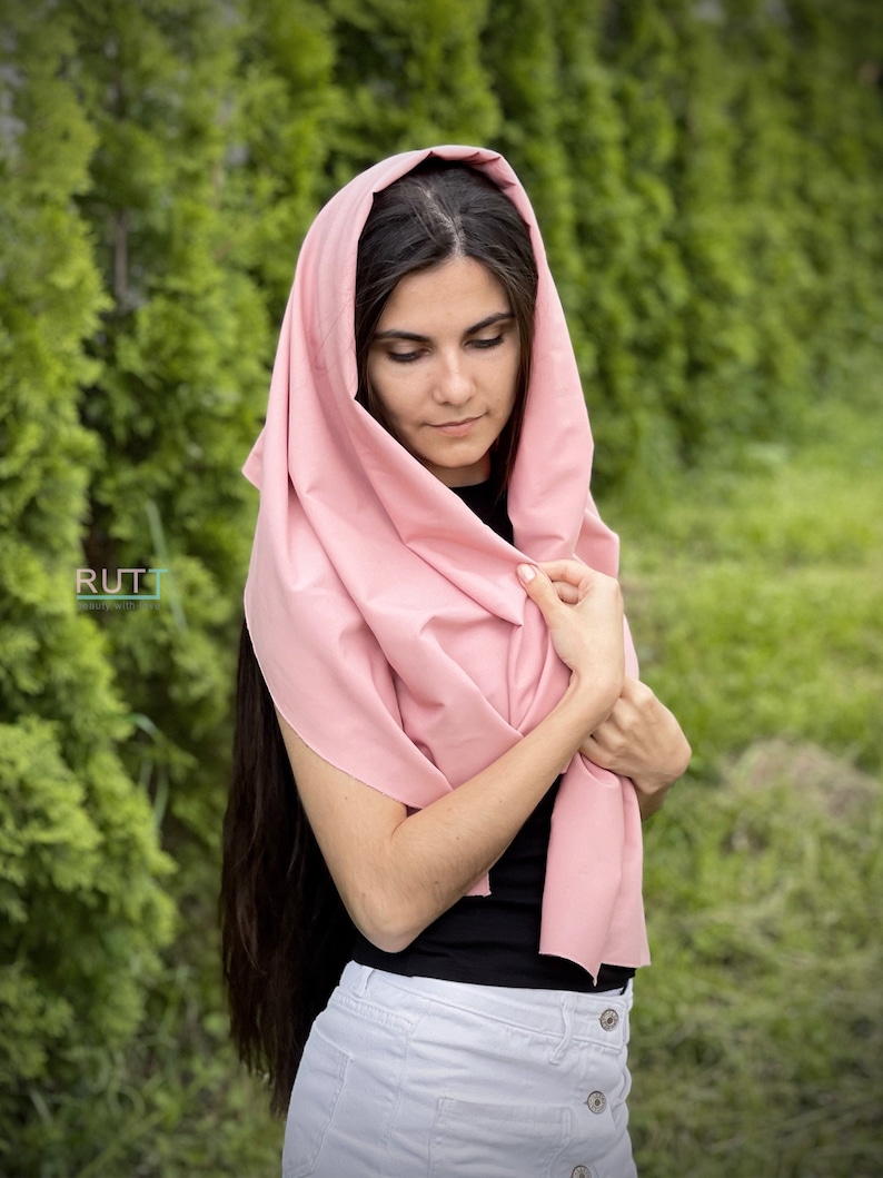 Mocho Soft Cotton Scarf Church head covering RUTTSHOP Catholic head wrap for mass Church or Chapel natural mantilla scarf more colors Soft pink