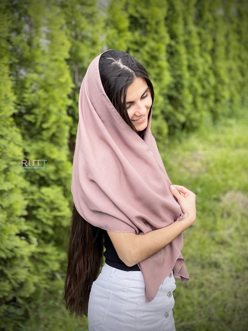 Mocho Soft Cotton Scarf Church head covering RUTTSHOP Catholic head wrap for mass Church or Chapel natural mantilla scarf more colors image 3