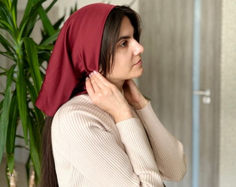 Silk triangle kerchief covering wrap Church head Catholic veil Chapel veil mantilla for Veiled women More colours
