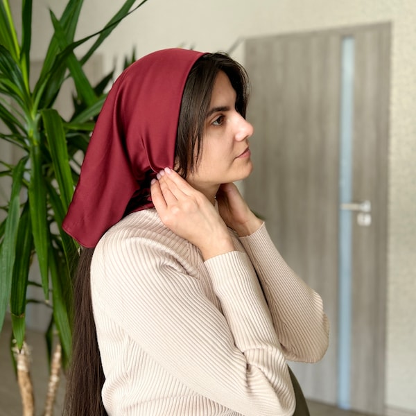 Pañuelo triangular de seda que cubre la cabeza Velo de iglesia Velo católico Mantilla de capilla para mujeres con velo Más colores