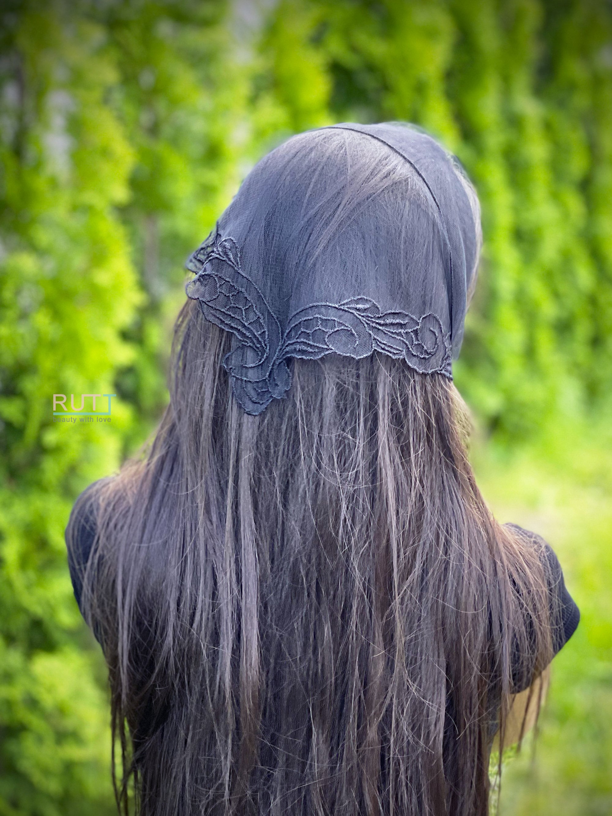 Church triangle kerchief with embroidered corner Head covering Orthodox veil Catholic veil Church or Chapel veil mantilla scarf