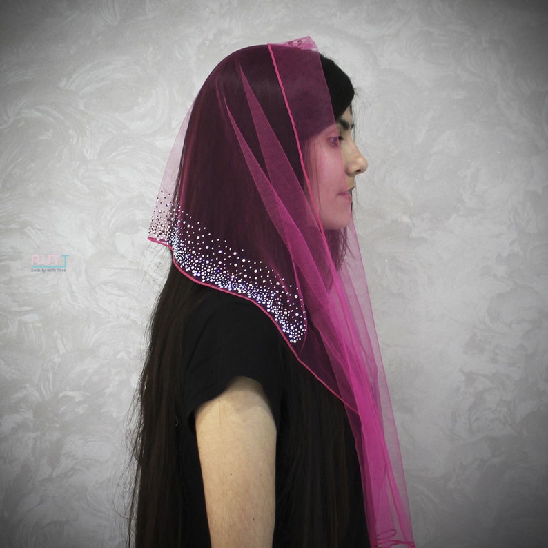 Church Scarf Decorated Christian Head Covering Orthodox Head Etsy