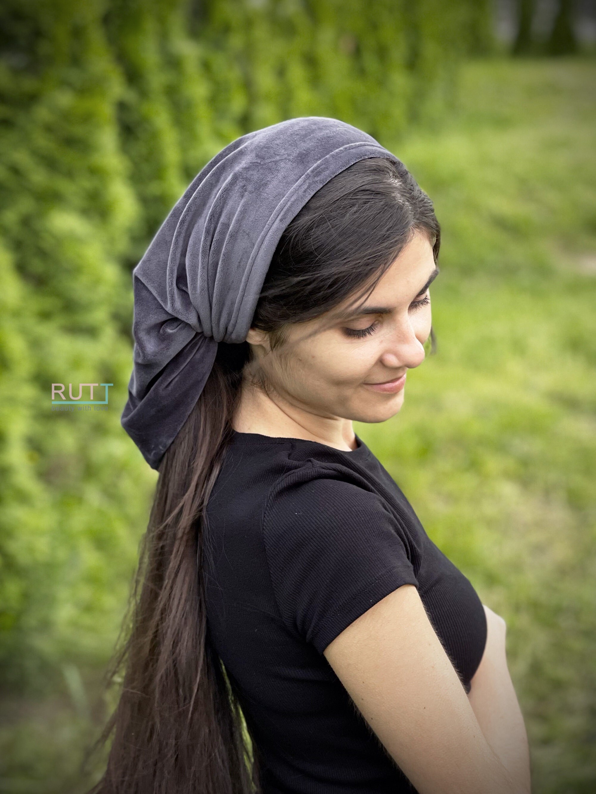 6 in 1 head covering Stretch Velvet Headband\Cowl style\Snood covering\Volumizer band\Long Headwrap, clasp closure 15color