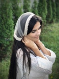 Soft Christian mantilla with lace Church head covering Orthodox veil Catholic veil Church ead wrap or Chapel veil mantilla for pray product logo