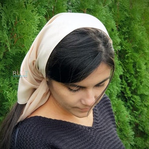 Soft Cotton Scarf Church head covering RUTTSHOP Catholic head wrap for mass Church or Chapel natural mantilla scarf imagem 3