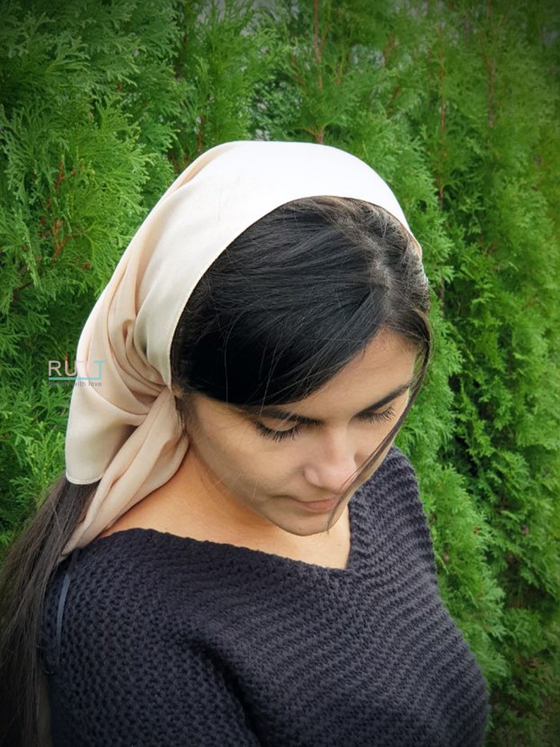 Soft Cotton Scarf Church head covering RUTTSHOP Catholic head wrap for mass Church or Chapel natural mantilla scarf imagem 3