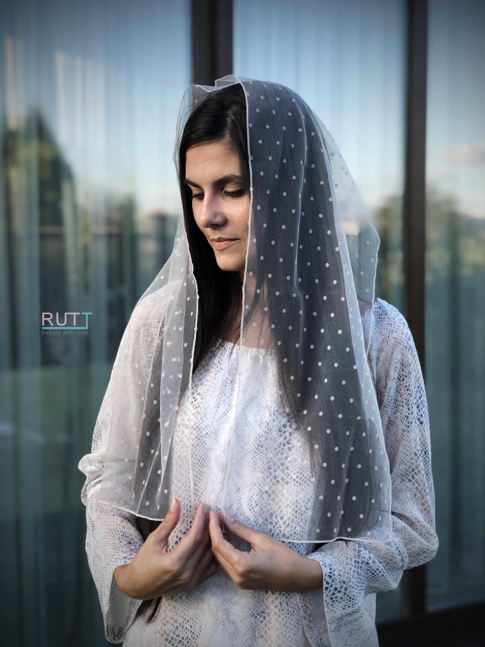 Dotted Scarf Head Covering Orthodox Veils Catholic Shawl Church or