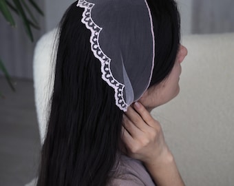 Diadema bordada para iglesia en todos los colores Bufanda con hermoso bordado Cobertura para la cabeza de la iglesia Velos ortodoxos Velo católico Mantilla para capilla