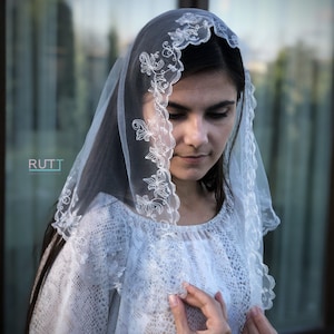 Church embroidered mantilla Women head covering Orthodox wrap Catholic veil Church or Chapel veil mantilla RUTTSHOP scarf image 2