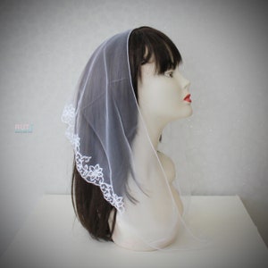 White embroidered Scarf head wrap Church Scarf head covering Orthodox veils Catholic veil Church or Chapel veil mantilla scarf