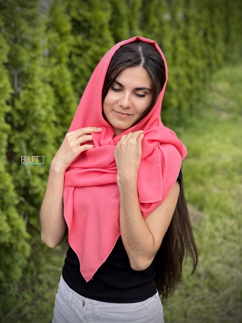 Mocho Soft Cotton Scarf Church head covering RUTTSHOP Catholic head wrap for mass Church or Chapel natural mantilla scarf more colors Salmon