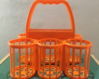 70s bottle holder, orange plastic