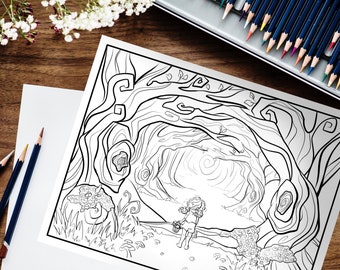 Forest Coloring Page Etsy