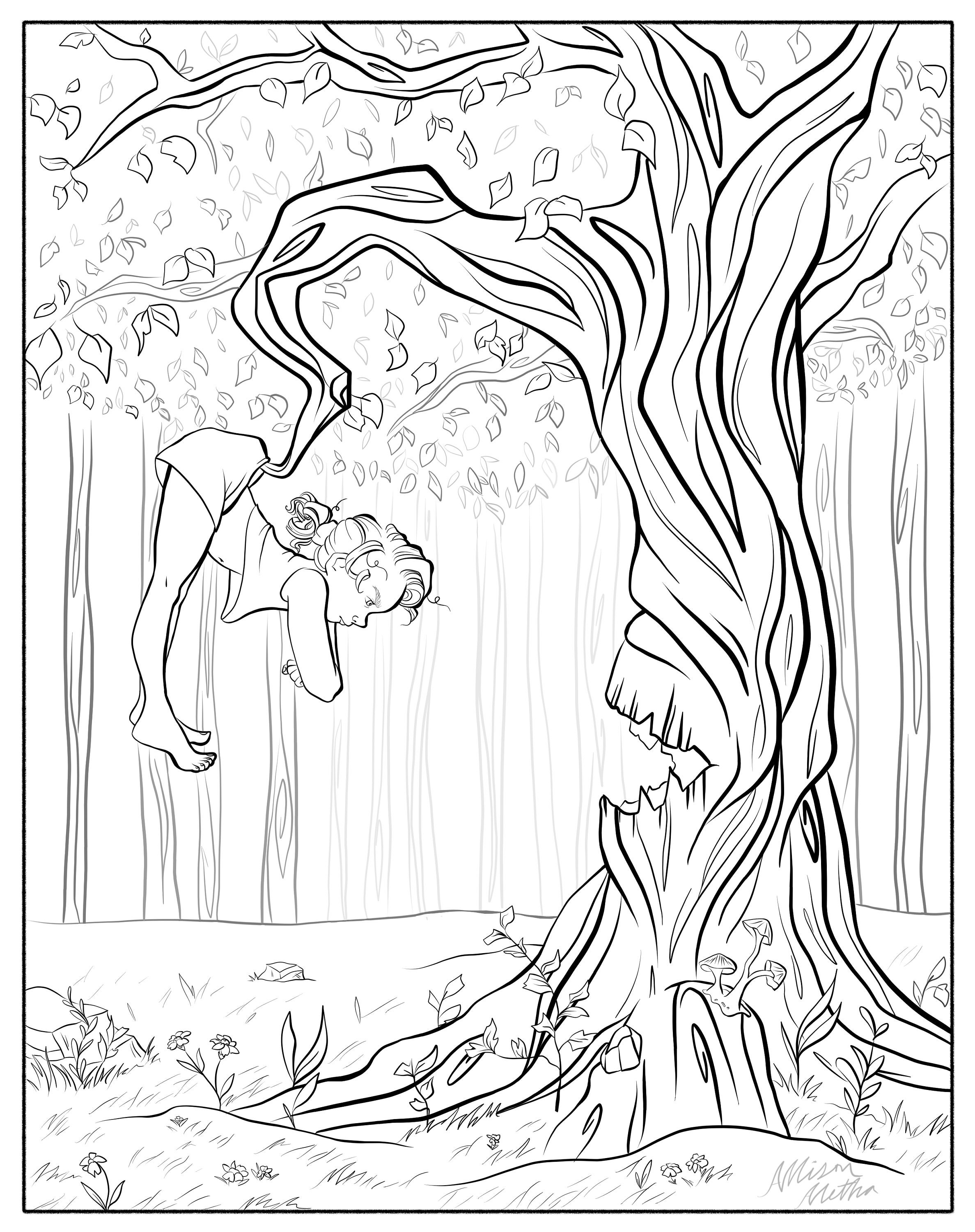 Forest Trees Coloring Pages