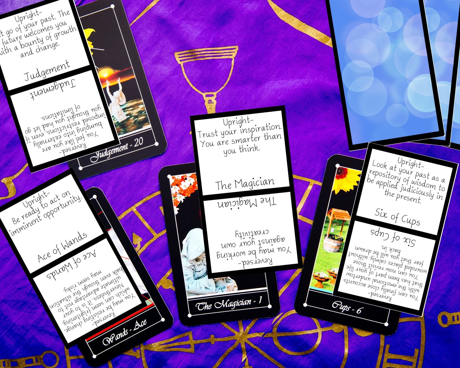 Easy to Read Tarot Card Companion Learning Deck in Blue Etsy