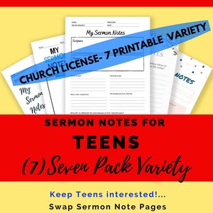 Church License, Printable Teens Sermon Notes , Sermon Notes for Teens, Printable Sermon Notes, Church Notebook for Teens
