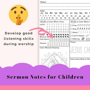 Notas de sermones para niños, Notas de sermones para niños imprimibles, Cuaderno de notas de sermones para niños* Cuaderno de la Iglesia para niños