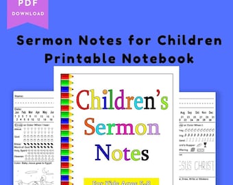 Notes de sermon imprimables pour enfants, notes de sermon pour les enfants, notes de sermon imprimables, cahier pour enfants, cahier d'église, école du dimanche