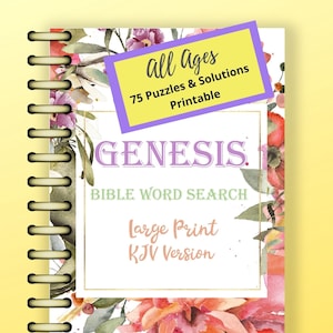 Large Print Bible Word Search Puzzle Book Genesis KJV Printable for Adults and Children of all Ages, Elderly, and Teens