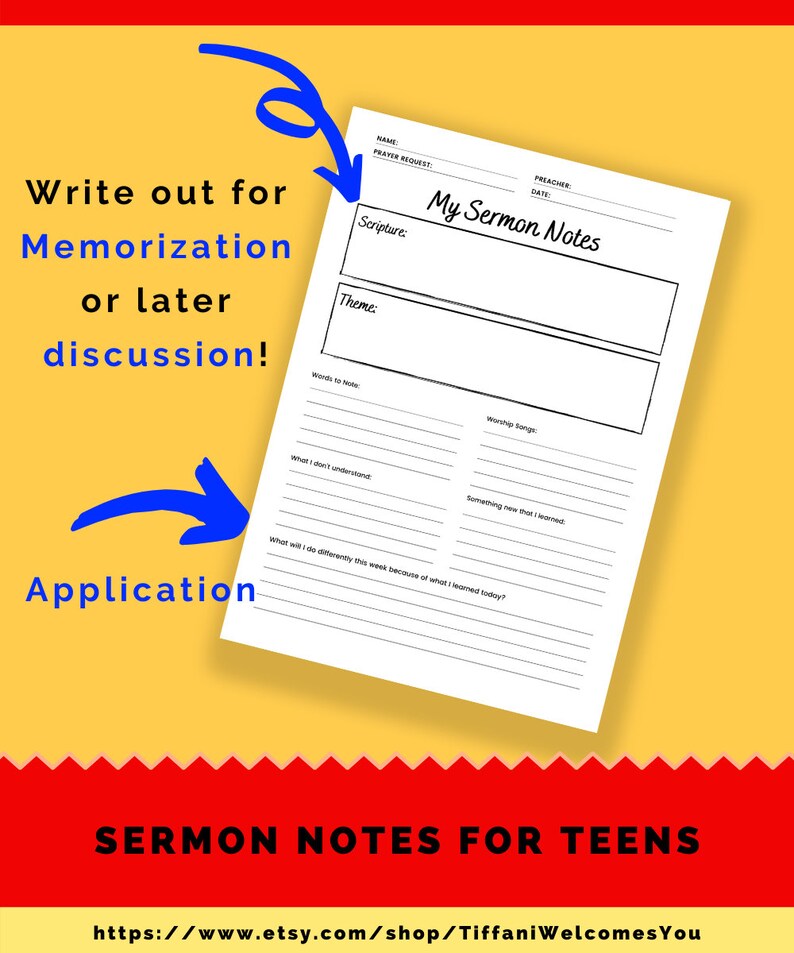 Sermon Notes for Teens Printable Sermon Notes Notes for - Etsy