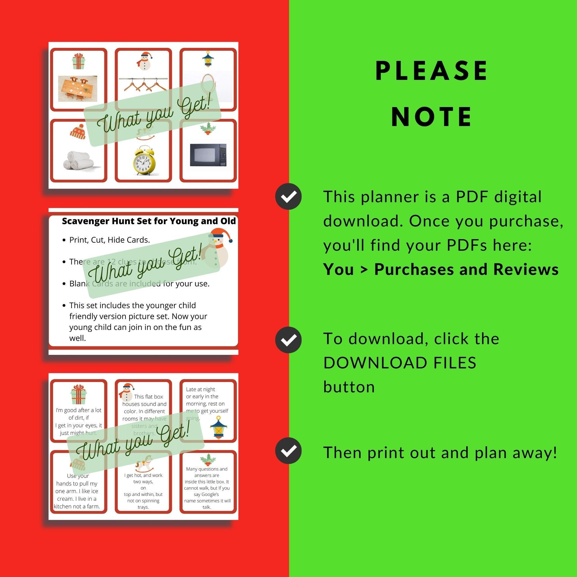 Christmas Scavenger Hunt Clue Cards, Christmas Treasure Hunt Clues ...