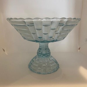 Vintage Jeannette Glass Company Ice Blue Pedestal Compote Bowl
