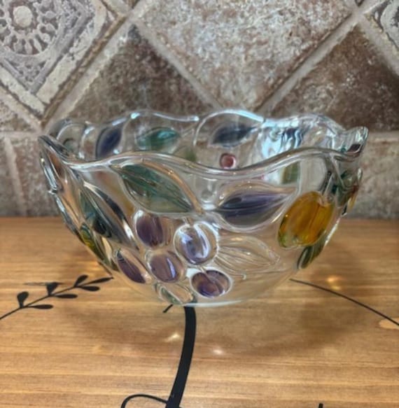 New Mikasa Garden Harvest 8" Round Hostess Bowl Embossed Color Fruit