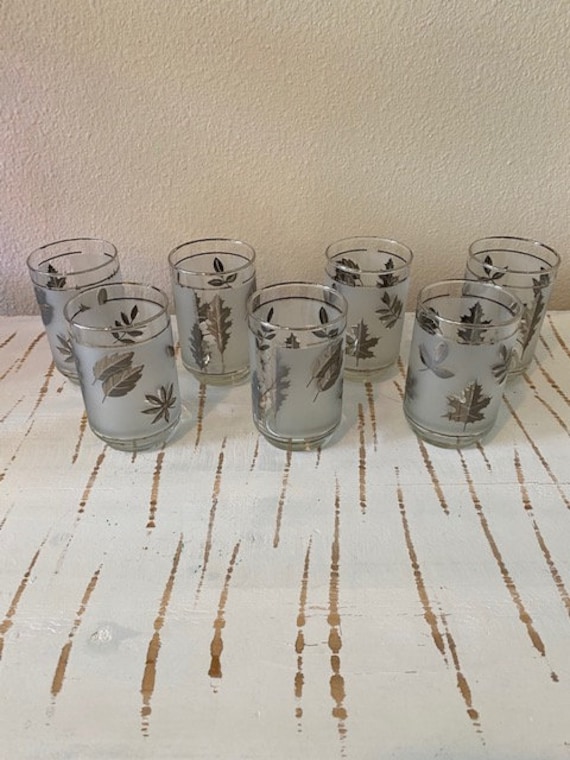 Excellent Seven (7) Silver Leaf Pattern by Libbey Glass Company 12 ounce Tumbler