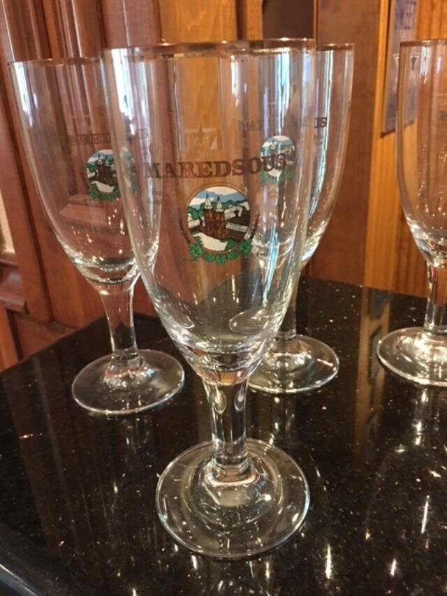 Six (6) Maredsous Belgian Abbey Beer Glass Chalice, Rare 0.3L ...