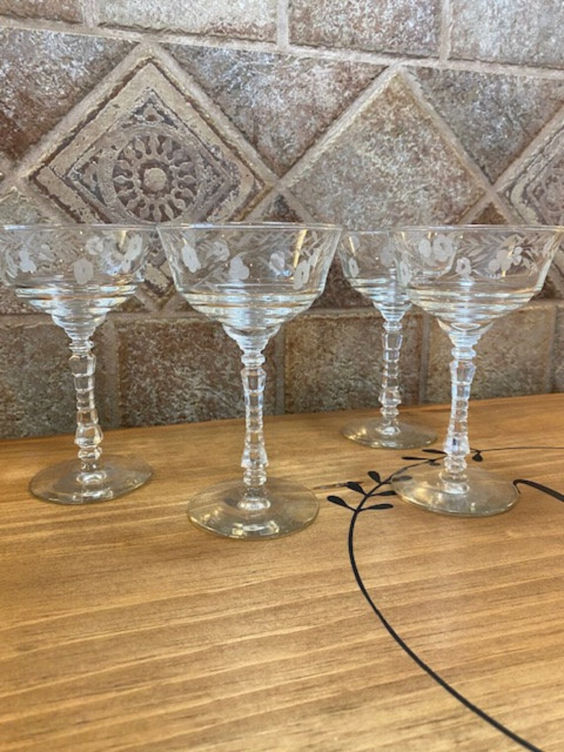 Four (4) Libbey Rock Sharpe Halifax Champagne/tall Sherbet Glasses