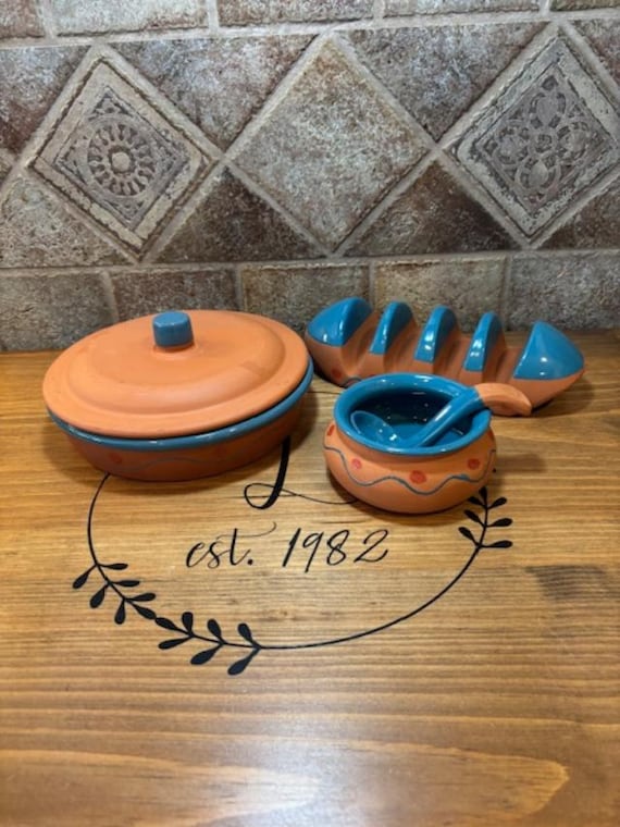 One (1) Set Himark Portugal Terracotta Southwestern Style Pottery Serving Dishes