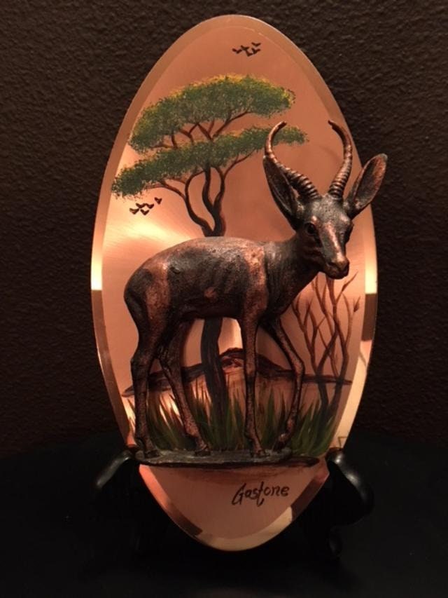 Vintage Kruger Copper Gastone Antelope 3D picture 1970s Zimbabwe