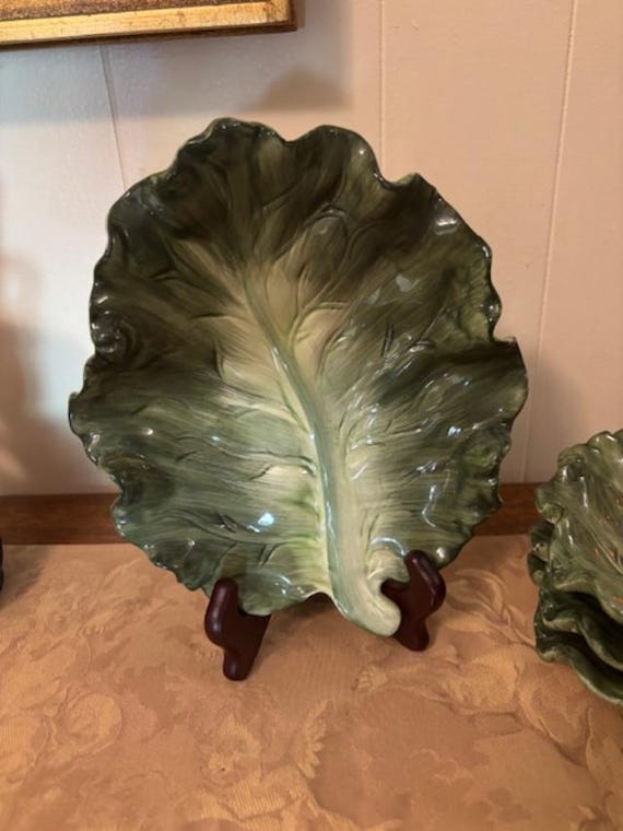 Dark Green Kale Leaf Shaped Serving Plate - PRICE is per PLATE - 4 Available