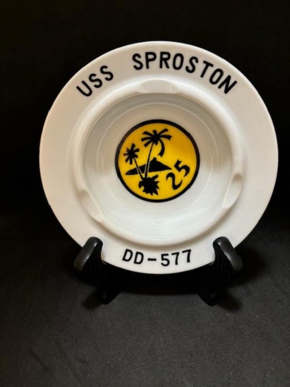 Vintage USS Sproston DD-577 Hozan China Yokohama Japan Ashtray 1960s