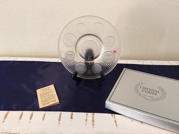 Vintage 1964 Imperial Glass Corp Crystal Coin Plate First Edition - PRICE is per PLATE