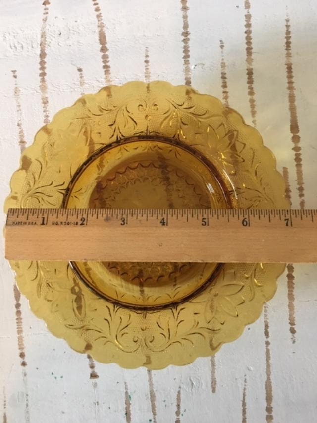 Amber by Tiara Round Covered Butter Dish Good Condition