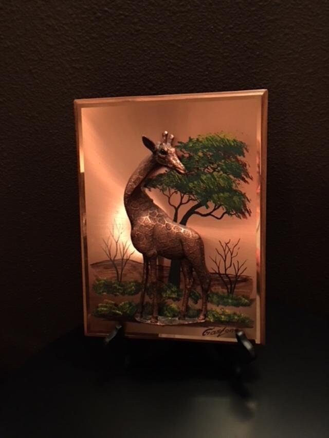 Vintage Kruger Copper Gastone Giraffe 3D picture 1970s Zimbabwe