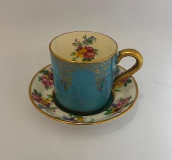 Vintage Paragon H.M. the Queen and H.M. Queen Mary Demitasse Cup and Saucer