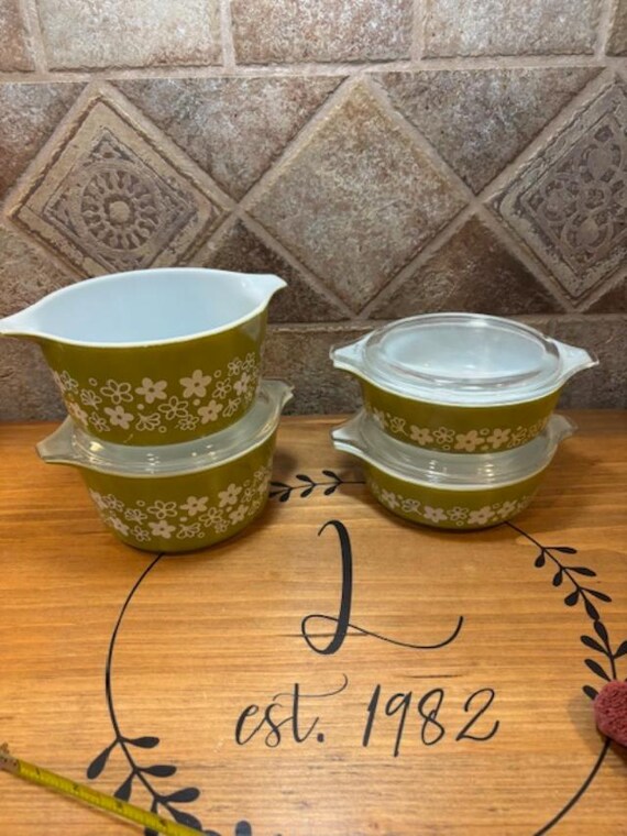 Vintage Pyrex Spring Blossom Green Casserole Dishes 1979-1981 PRICE is PER DISH