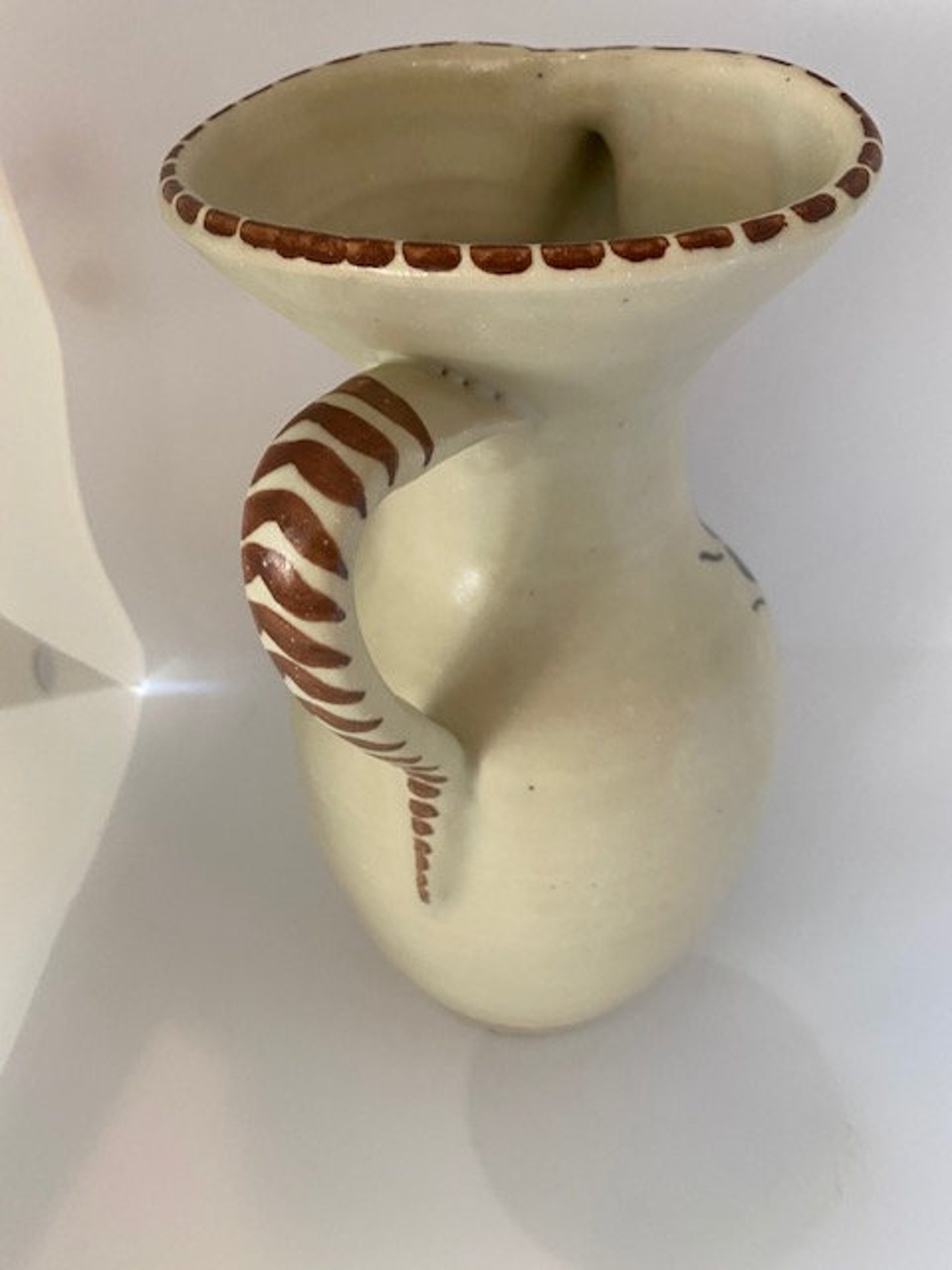 Vintage Toledo Spain Handcrafted Pottery Vase Water Pitcher Signed