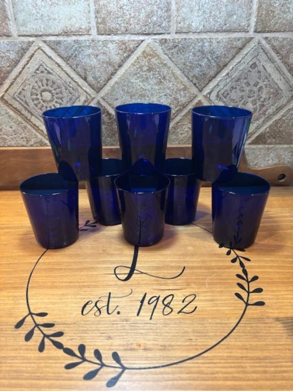 Set of Eight (8) Cobalt Blue 15 ounce Tumblers