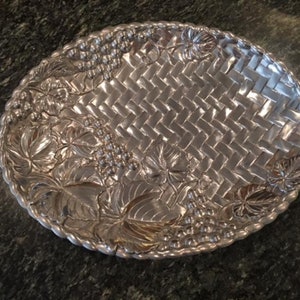 Lenox Metal Serveware Grape Vine Basket Weave Platter Medium 15 X 12