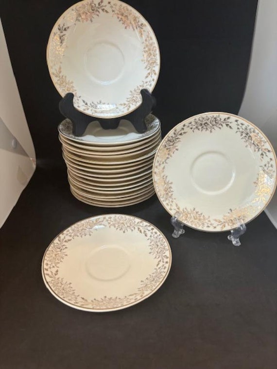 Taylor Smith and Taylor 1111 Gold Floral Spray Saucers - PRICE is PER PLATE